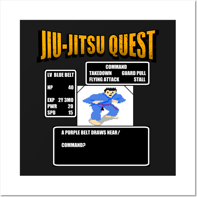 Jiu Jitsu Quest BJJ MMA Retro gaming shirt Wall Art by eokakoart